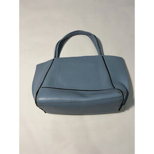 Botkier New York Blue Pebbled Leather Zip Expandable Tote Satchel Minimalist